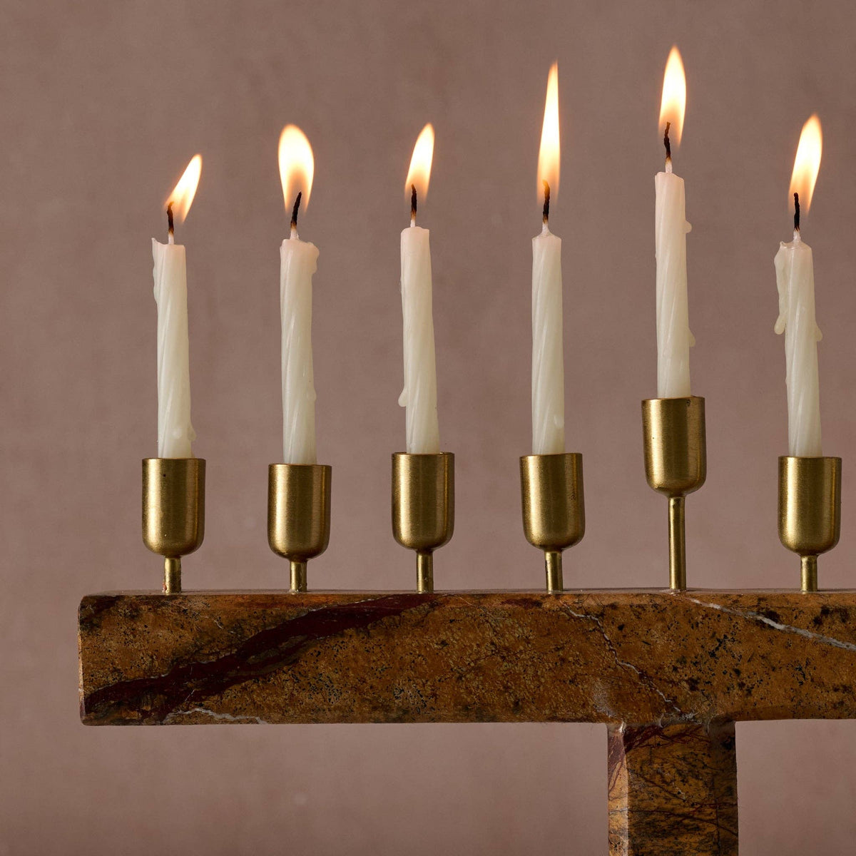 Roshanee Stone and Brass Menorah