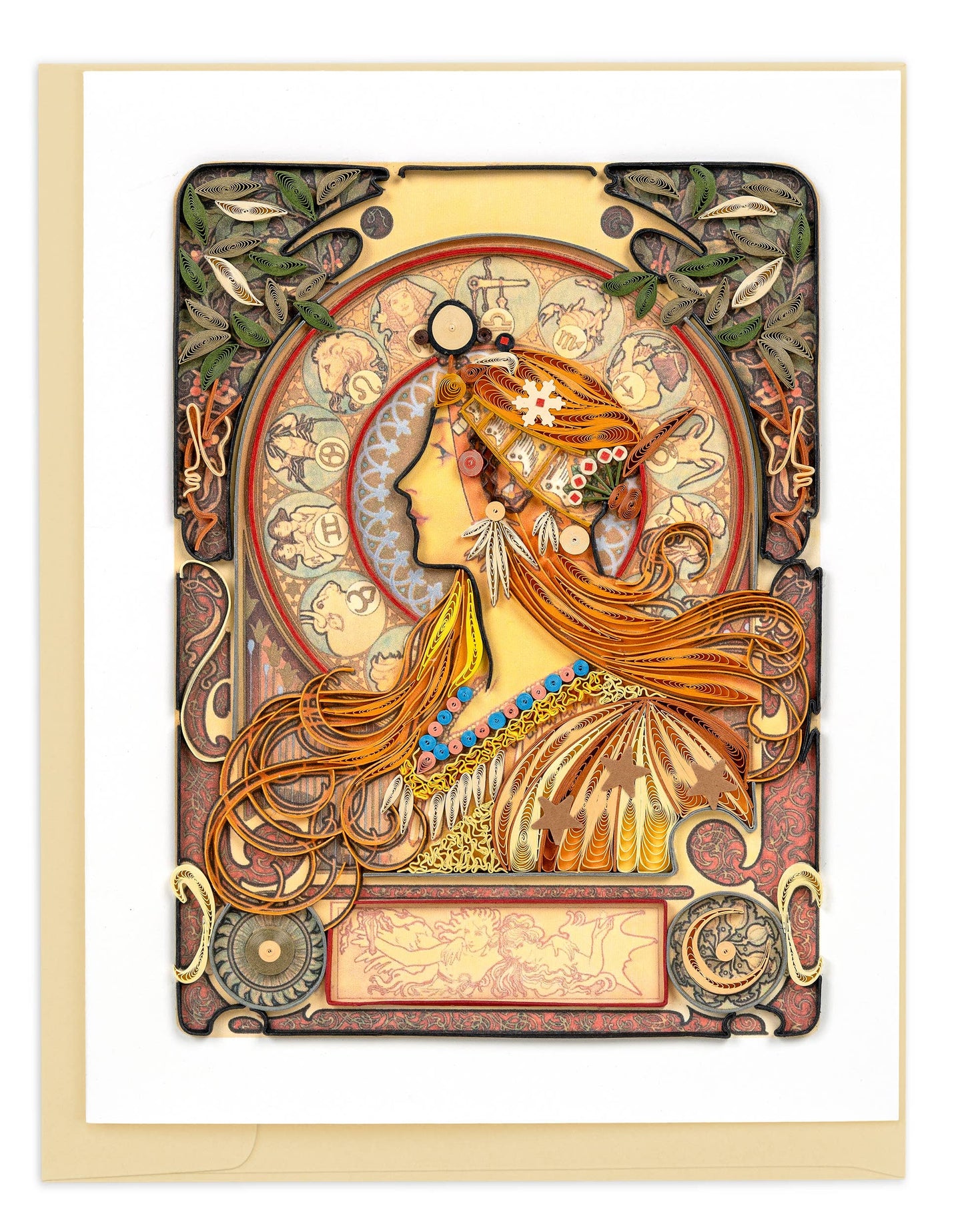Quilled Card, Artist Series - "Zodiac",  Mucha