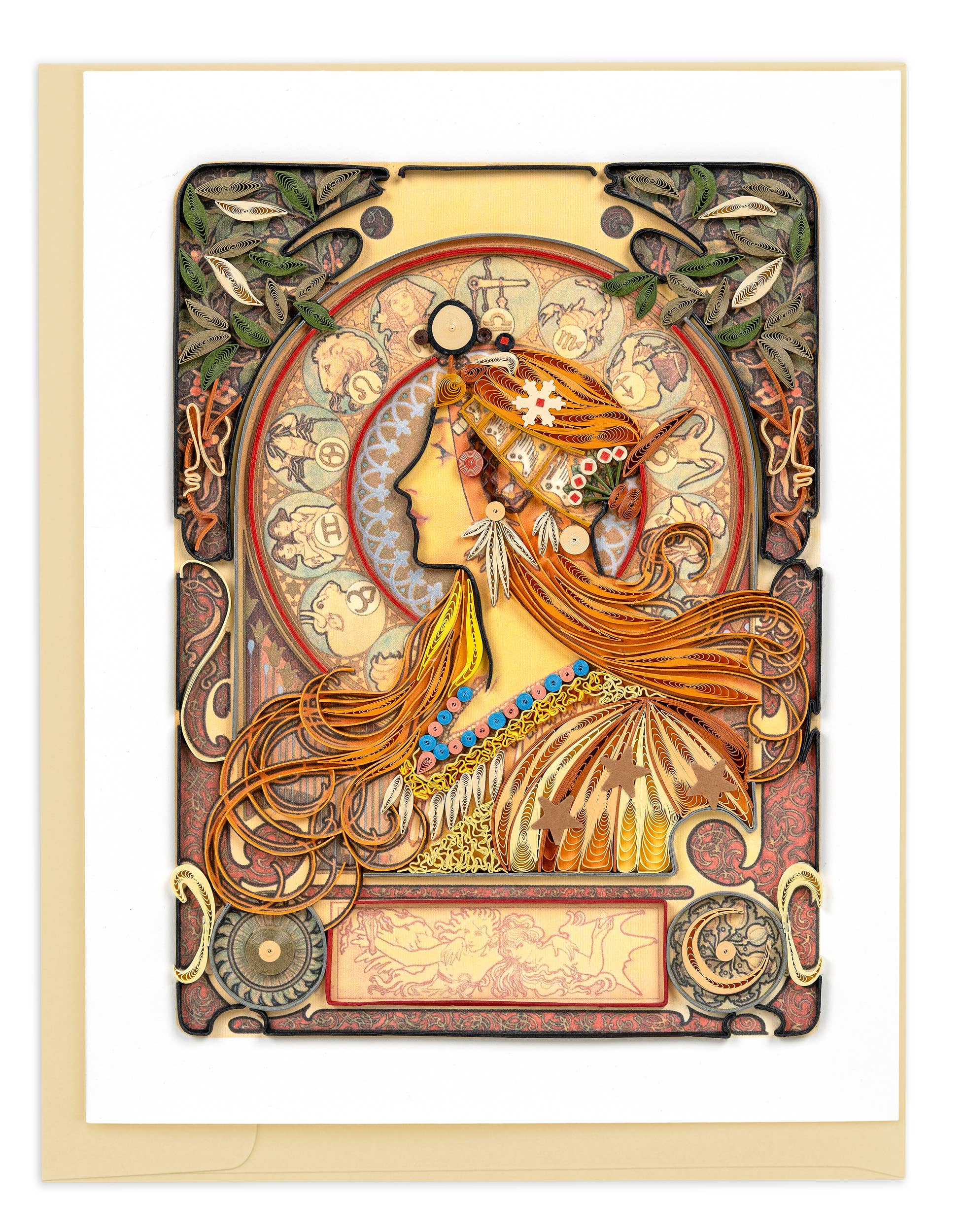 Artist Series Quilled Card - "Zodiac",  Mucha