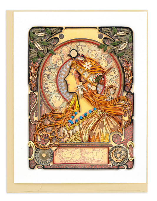 Quilled Card, Artist Series - "Zodiac",  Mucha
