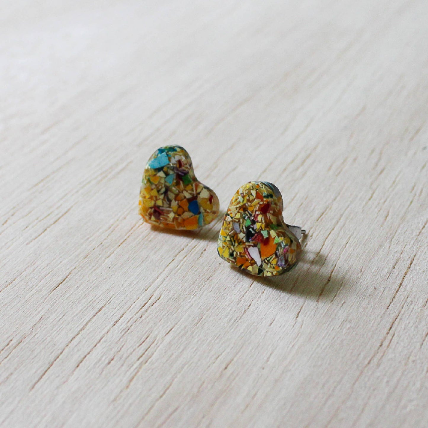 Resin Heart Stud Earrings