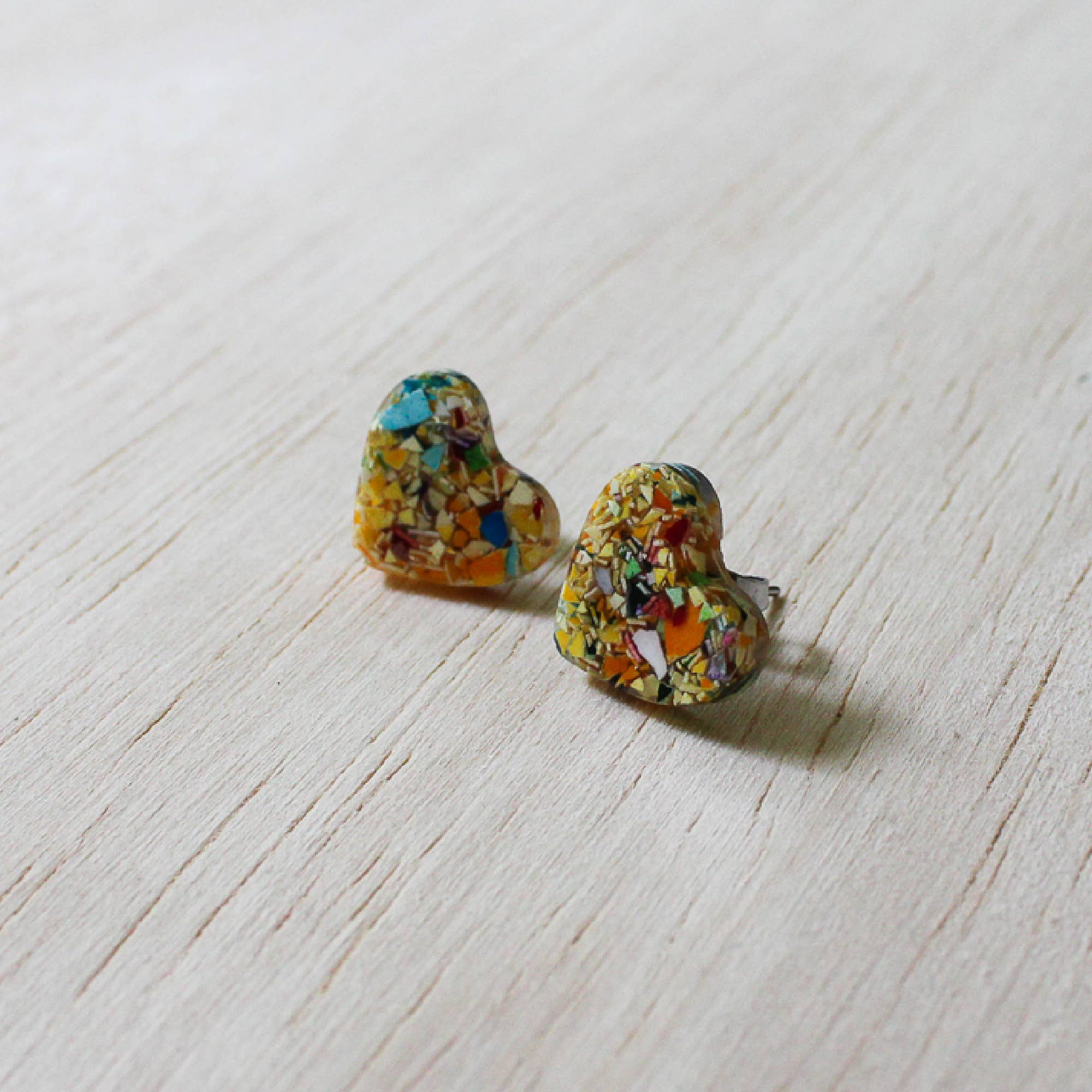 Resin Heart Stud Earrings