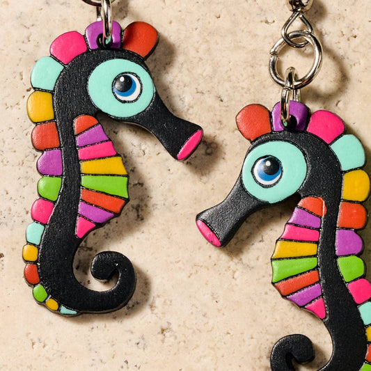 Hand Painted Gourd Seahorse Earrings