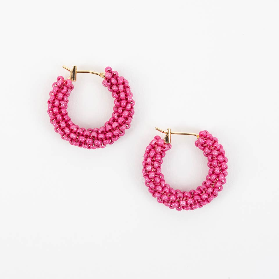Pop of Color Beaded Hoop Earring
