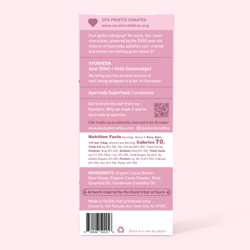 Rose Cardamom 70% Dark Chocolate Bar