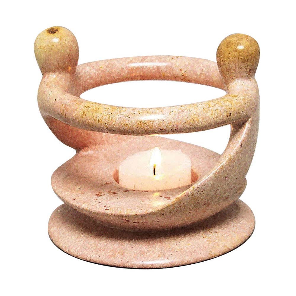Candleholder w/2 figures kisii 4x4