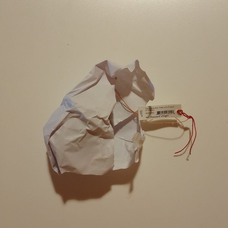 Ornament winter home w/bird M/3 b-fiber 4H brn/red