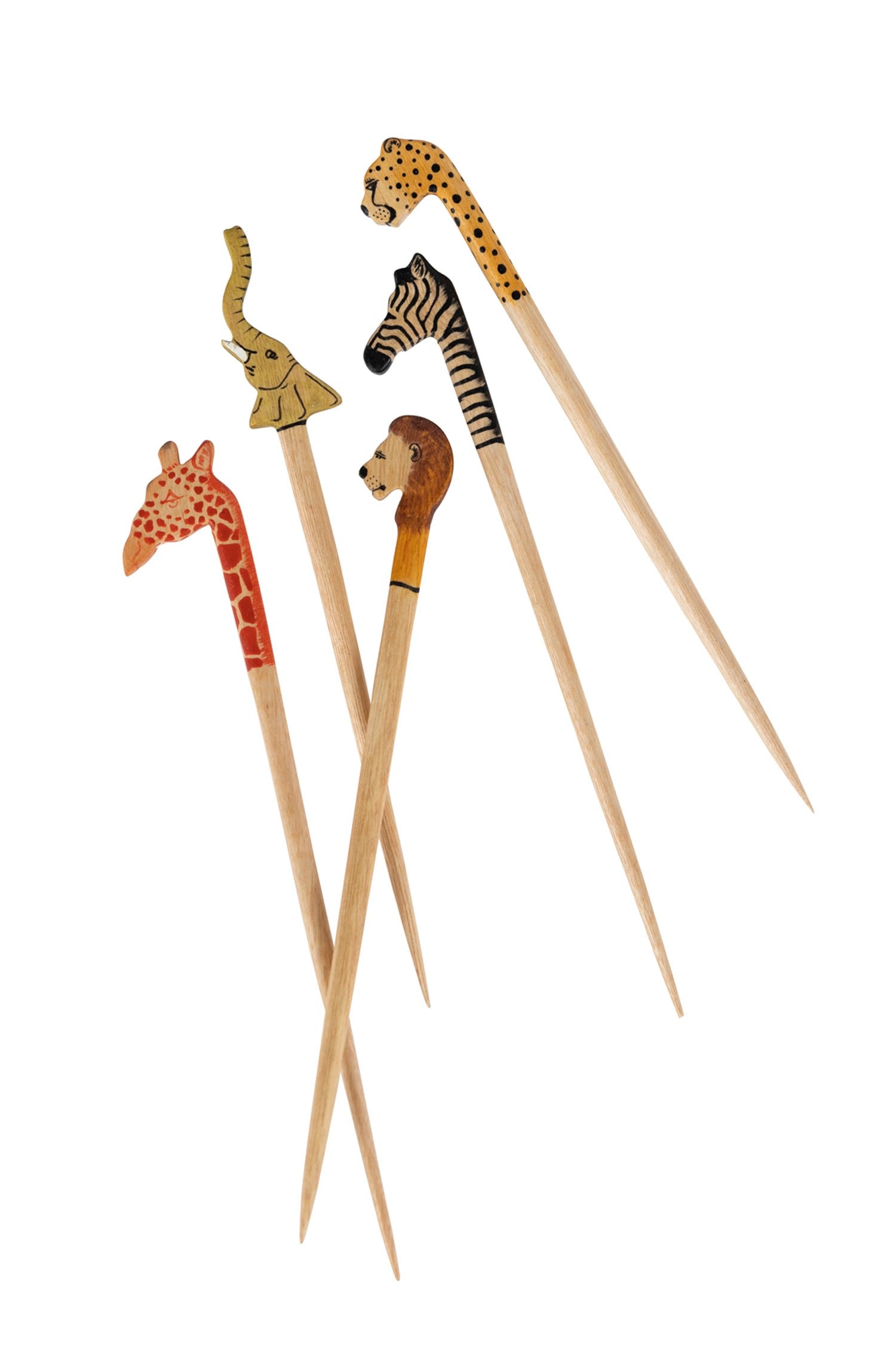 Cocktail sticks s/5 Party Animal wd 6.5L nat/multi
