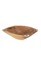 Bowl squared bone inlay olive wd 7.5Dx2H brn/wht