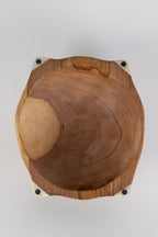 Bowl squared bone inlay olive wd 7.5Dx2H brn/wht
