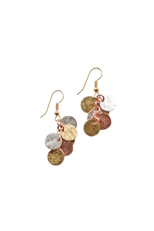 Earrings mini discs brass/copper 1.75L gold/silver