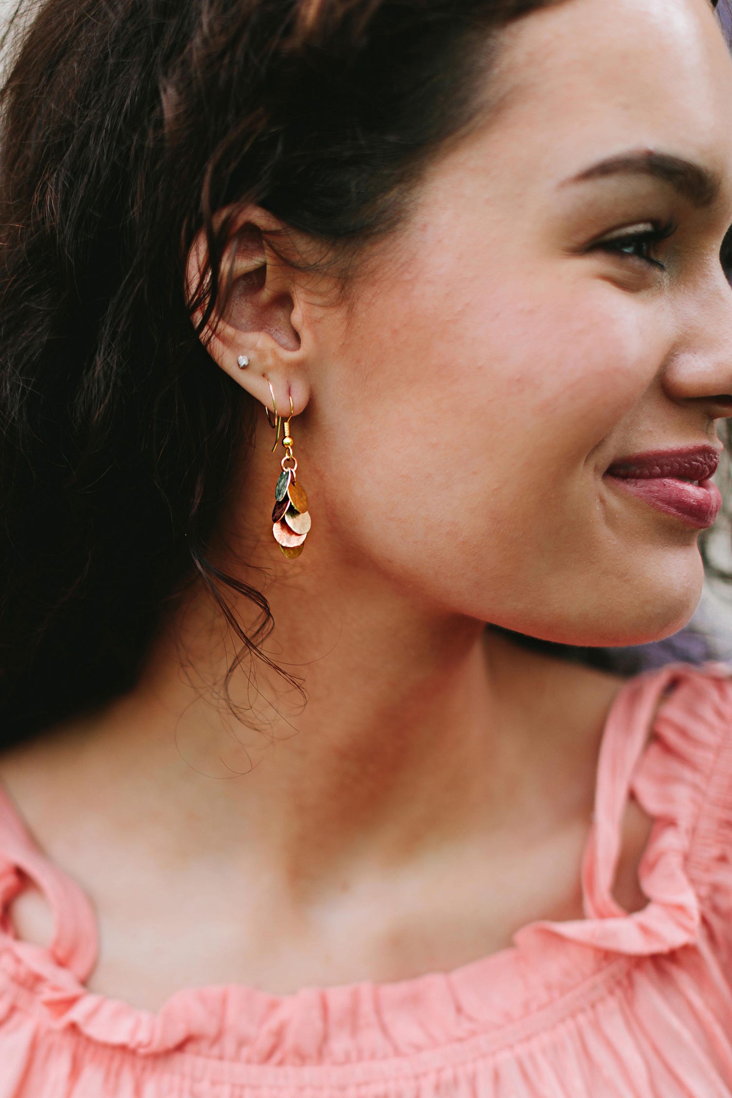 Earrings mini discs brass/copper 1.75L gold/silver