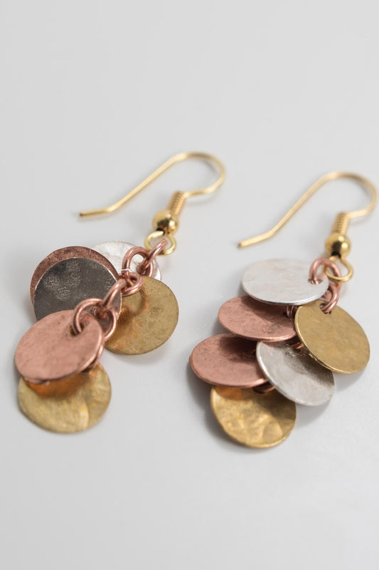 Earrings mini discs brass/copper 1.75L gold/silver