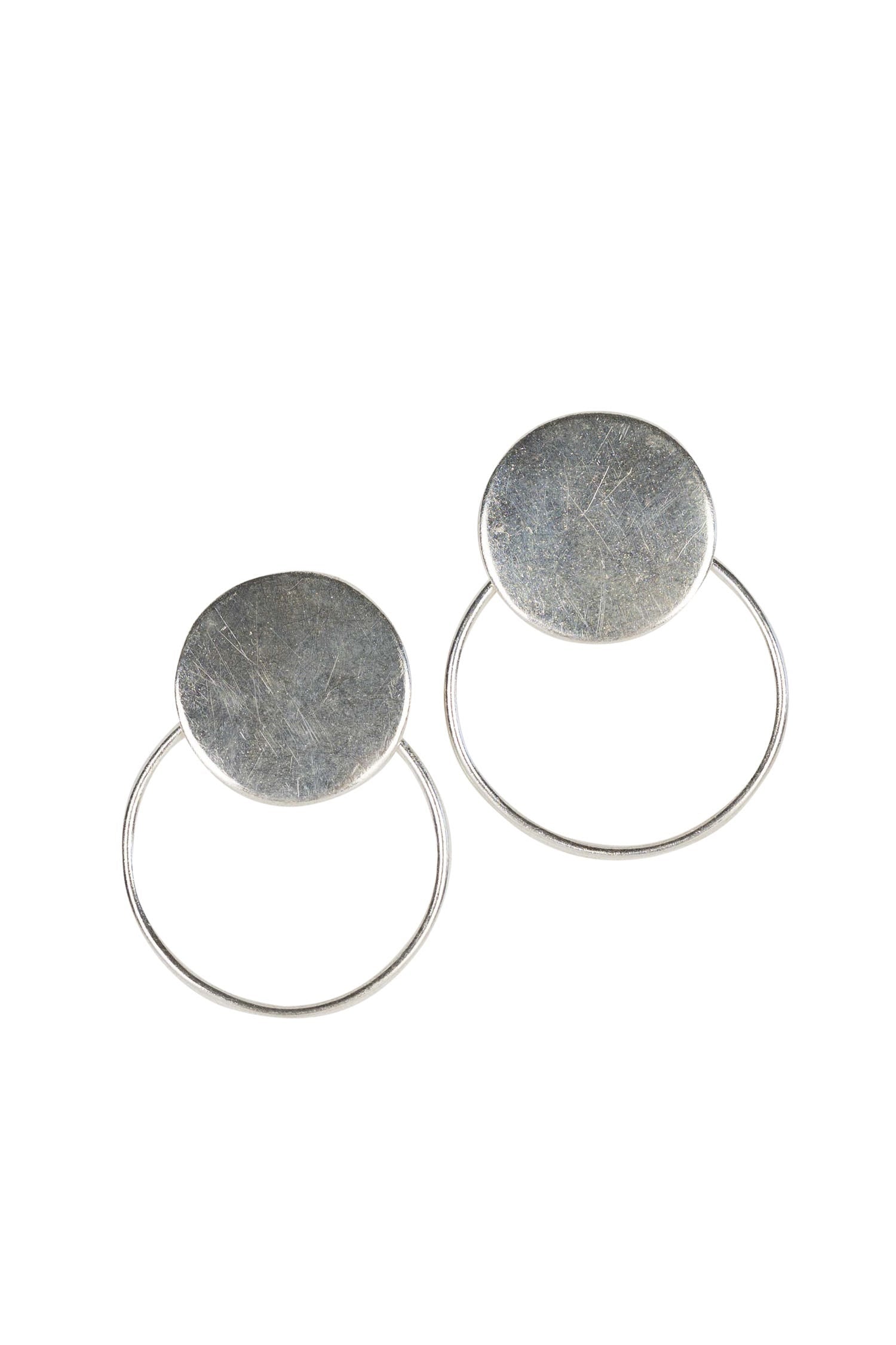Earrings post disc/hoop overlap mtl 1.25L slv