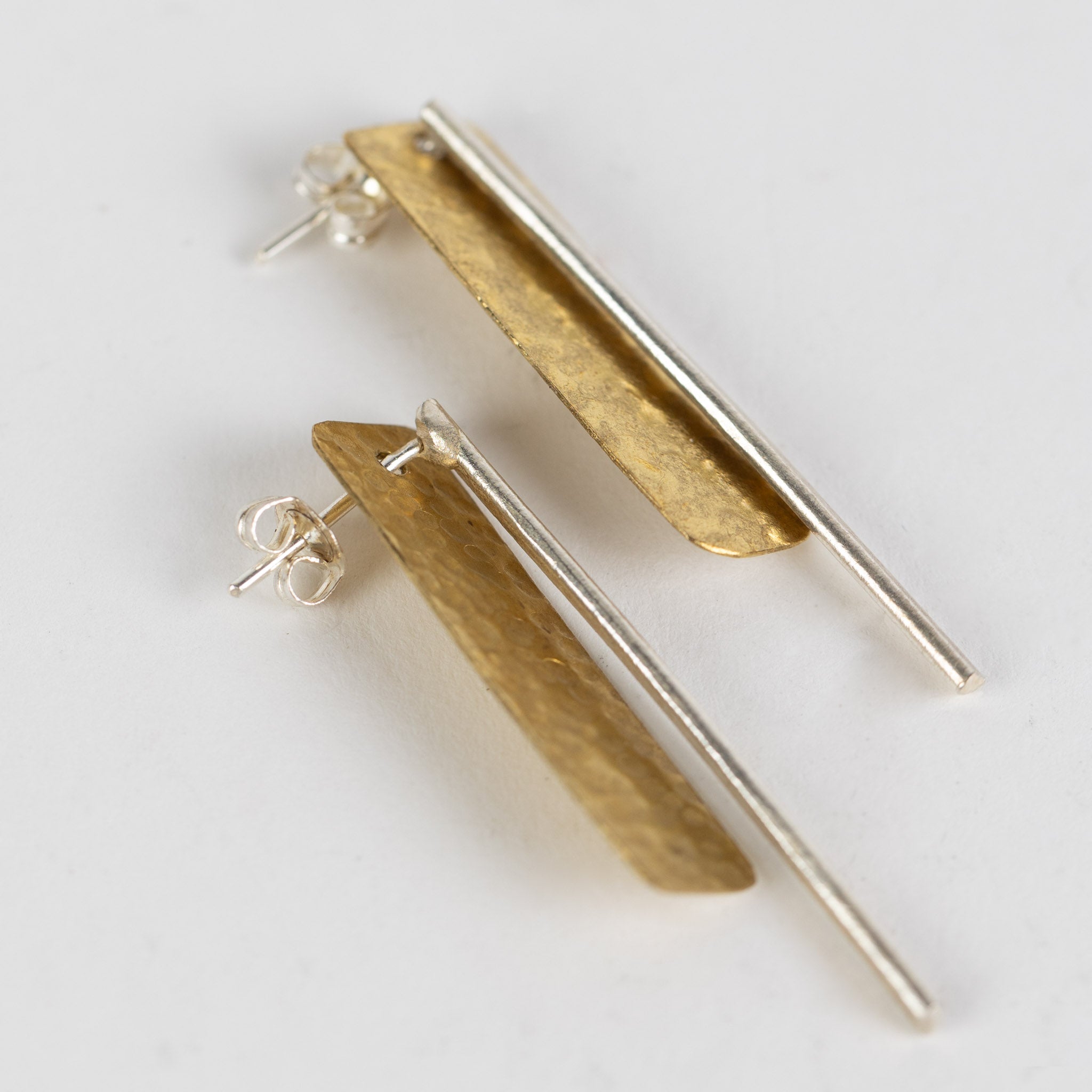 Earrings post rect/bar duo mtl 1.5L br/silv