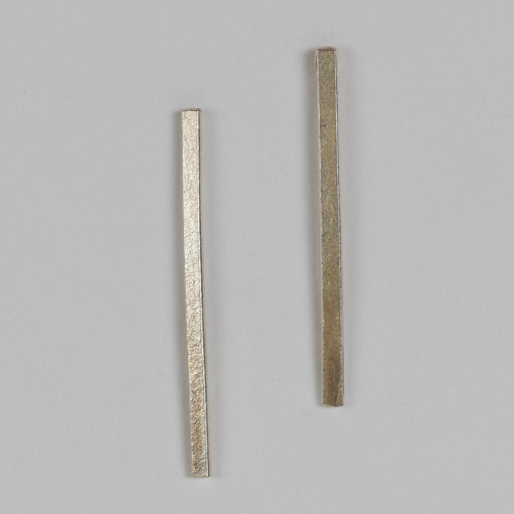 Earrings post rect/bar duo mtl 1.5L br/silv