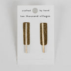 Earrings post rect/bar duo mtl 1.5L br/silv