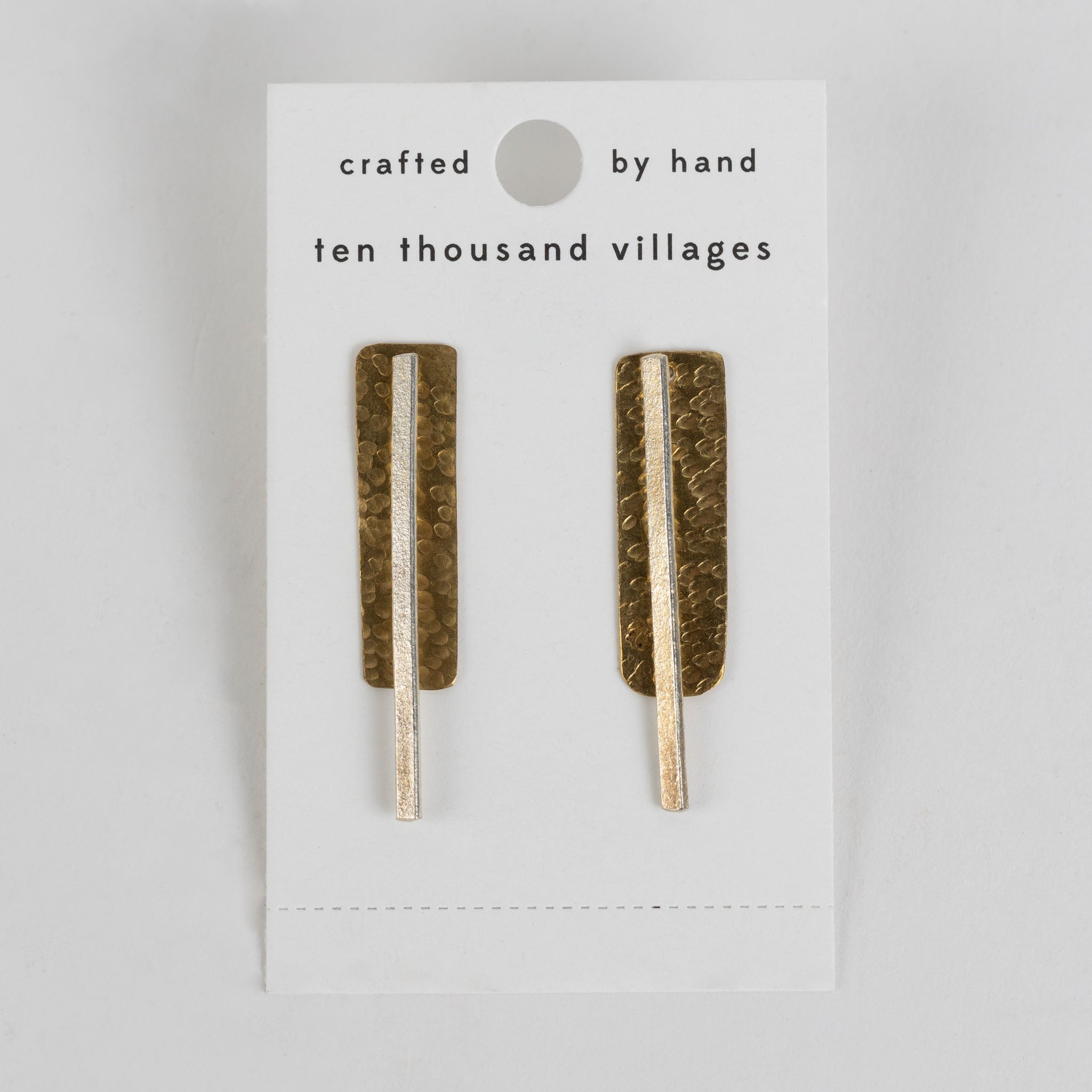 Earrings post rect/bar duo mtl 1.5L br/silv