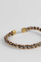 Bracelet cuff flat braided metals 3D br/cppr/silv