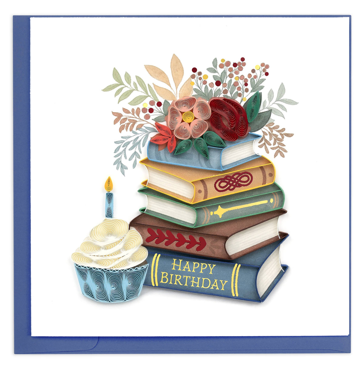 Quilled Greeting Card, "Books & Cupcake"