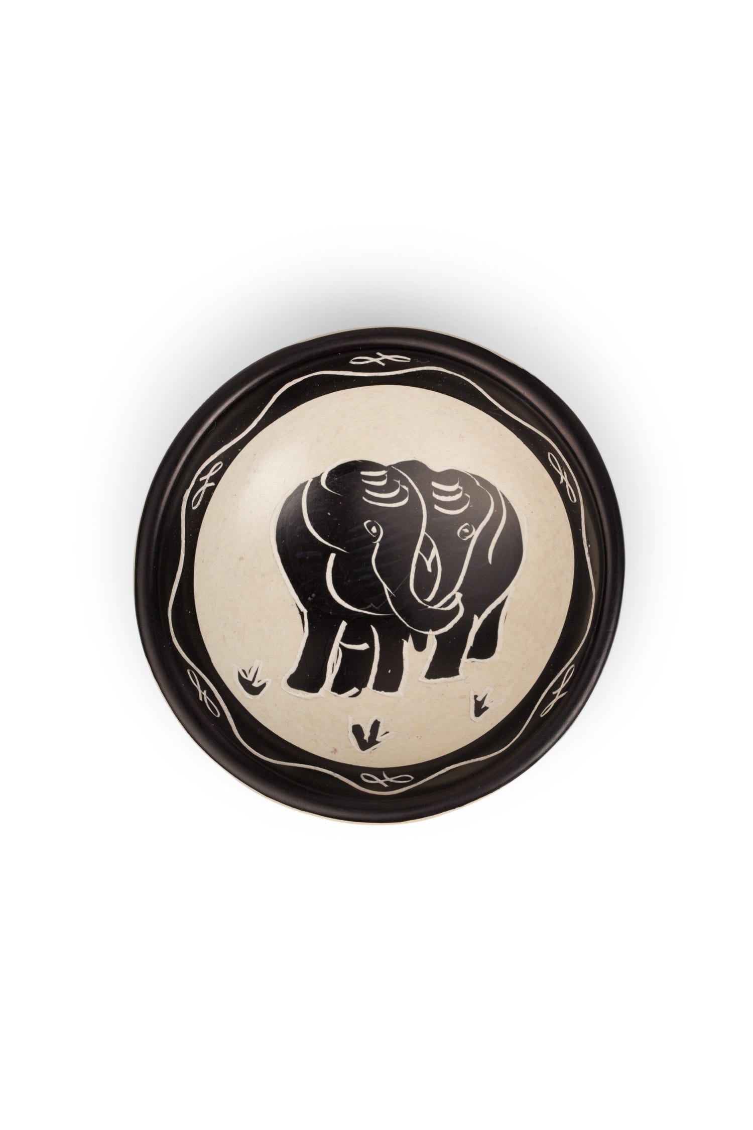 Bowl elephant M/3 kisii 3D cream/black