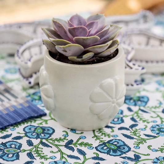 Mea Floral Soapstone Planter