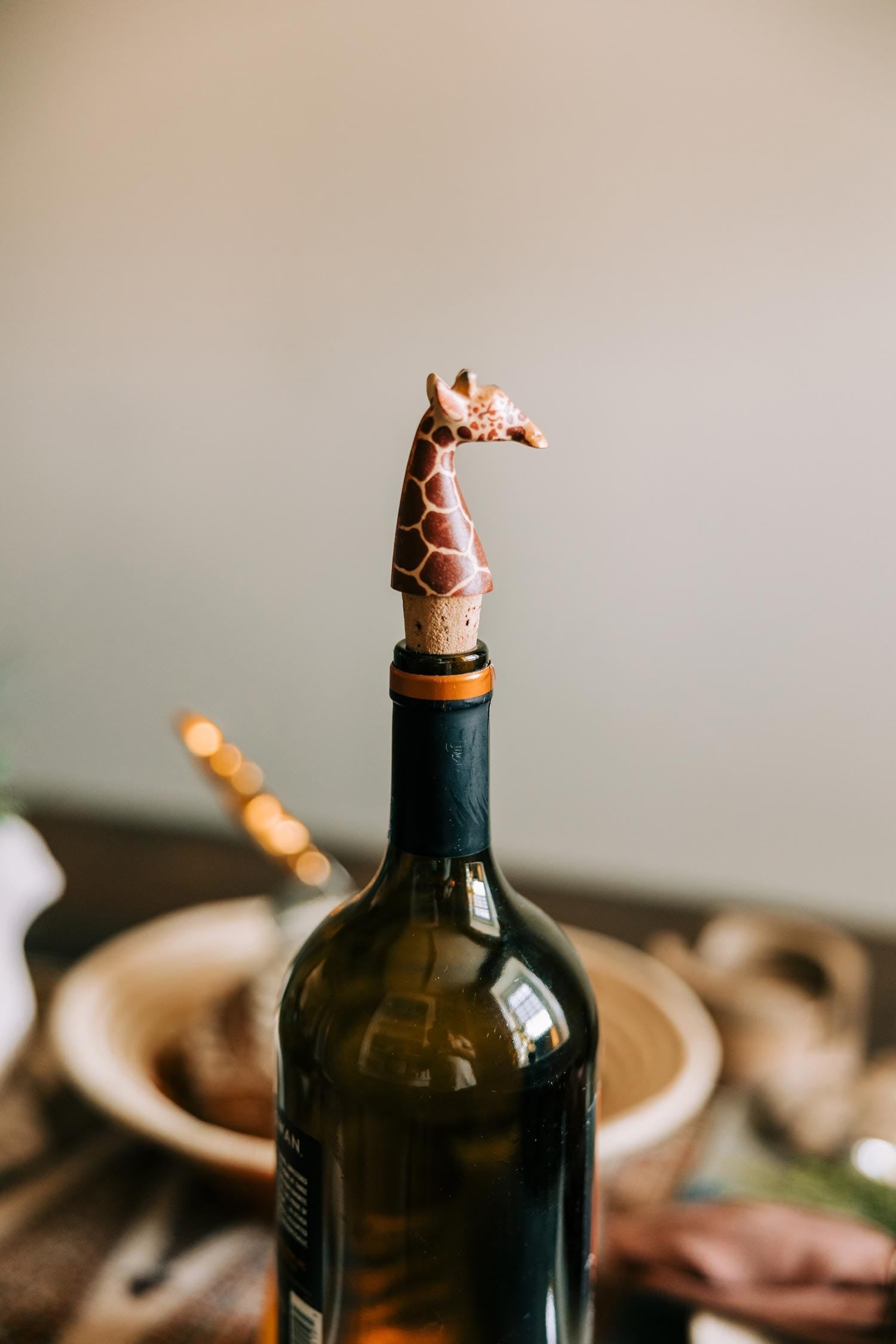 Bottle topper giraffe M/3 wood/cork
