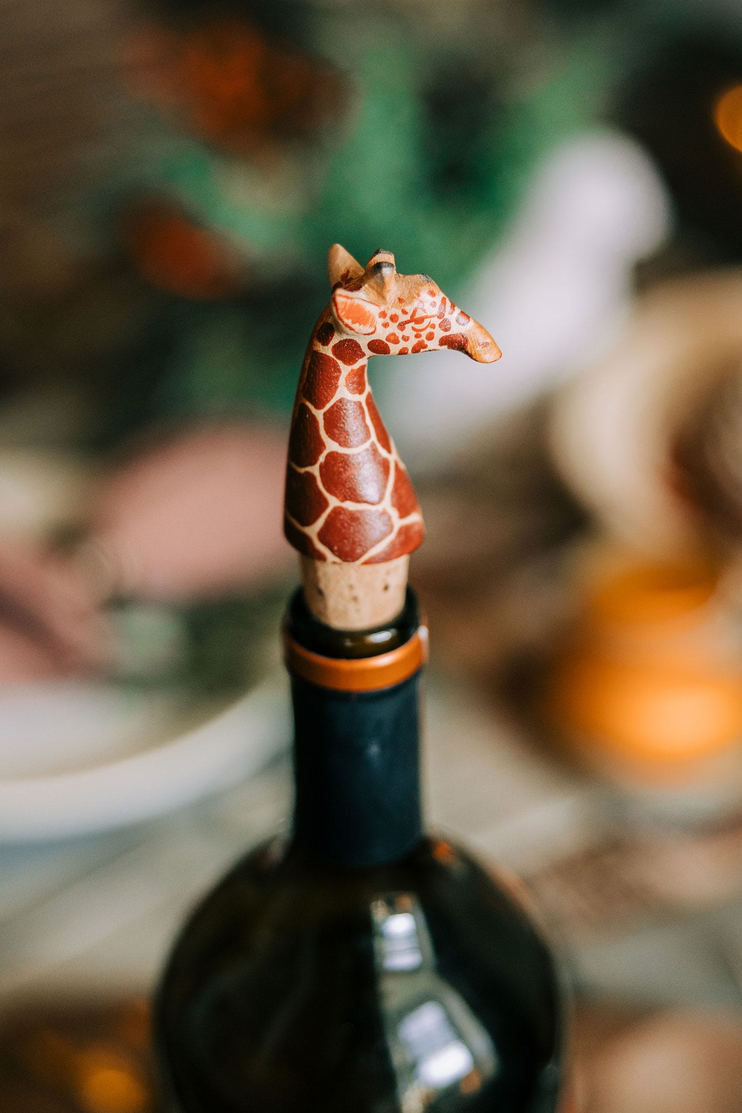 Bottle topper giraffe M/3 wood/cork