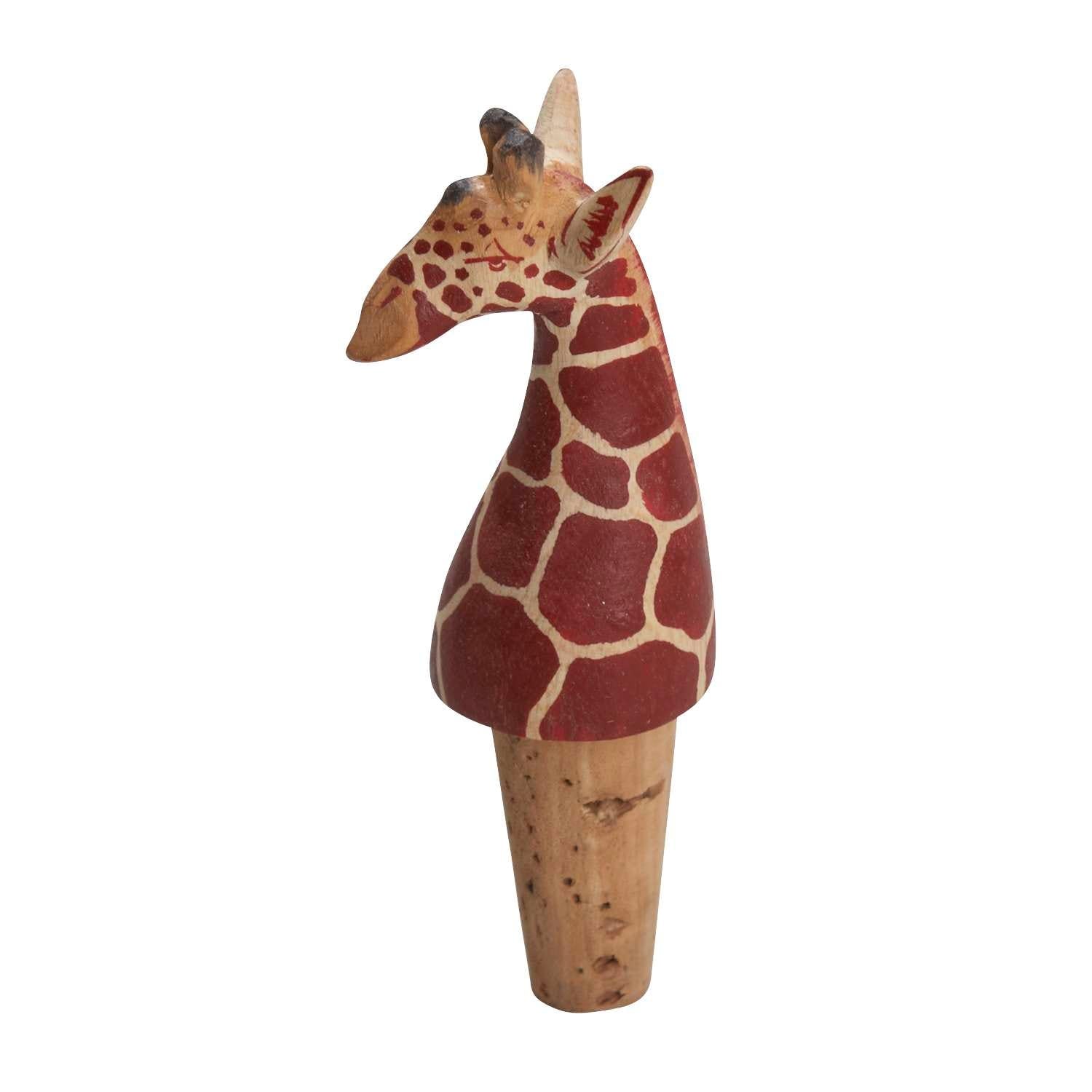 Bottle topper giraffe M/3 wood/cork