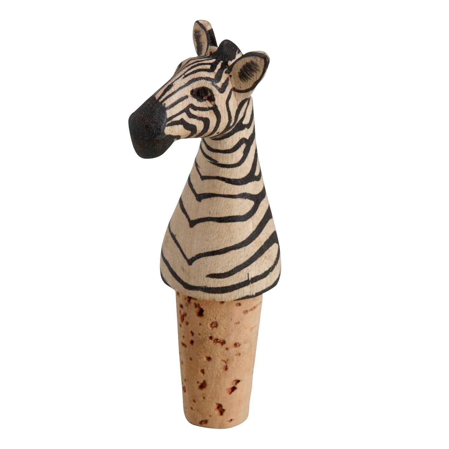 Bottle topper zebra M/3 wood/cork