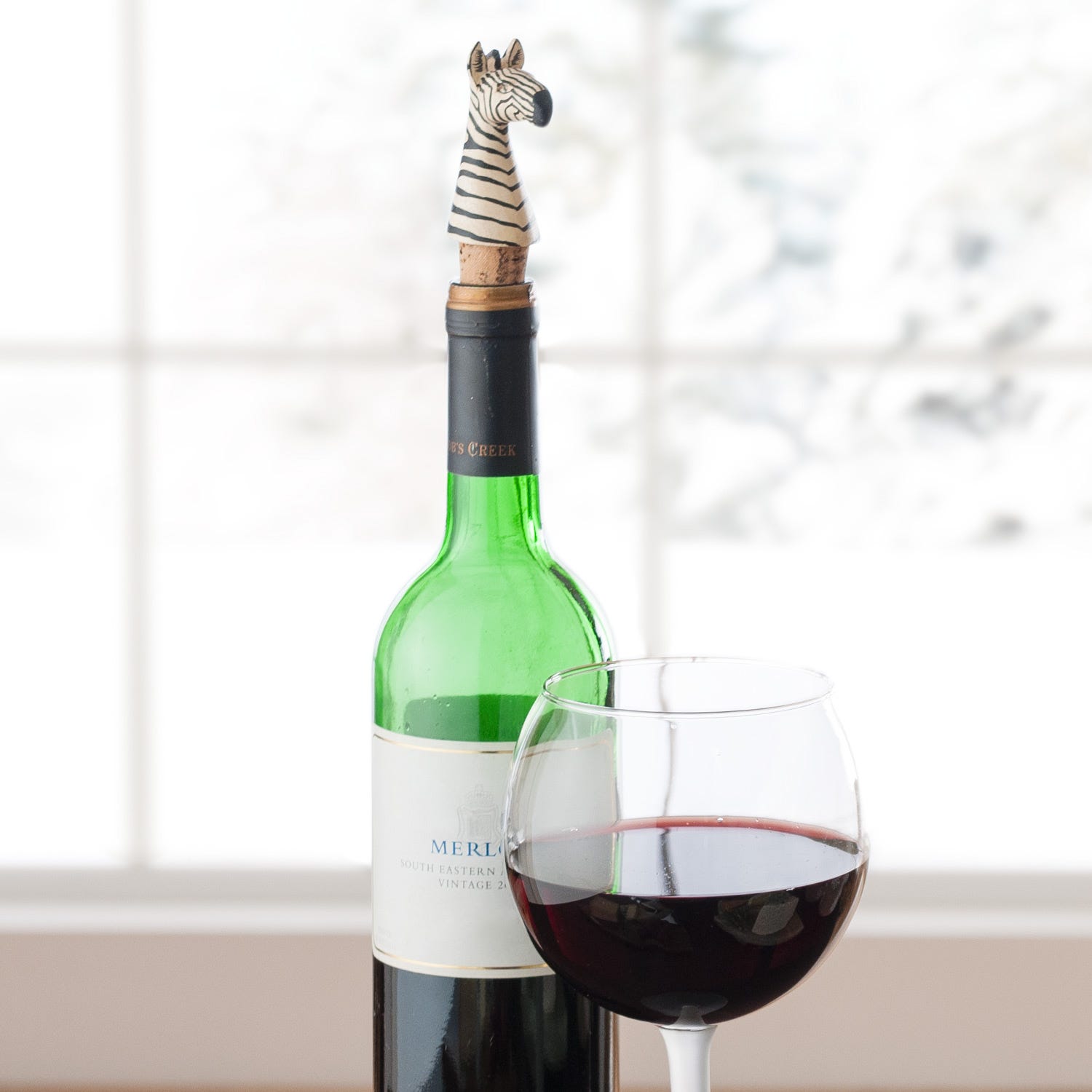 Bottle topper zebra M/3 wood/cork