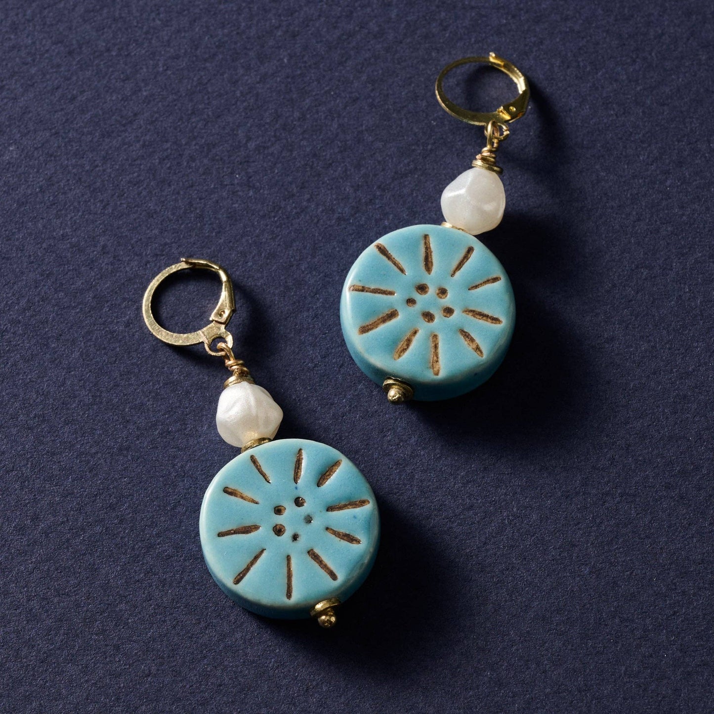 Bola Ceramic + Glass Bead Drop Earrings