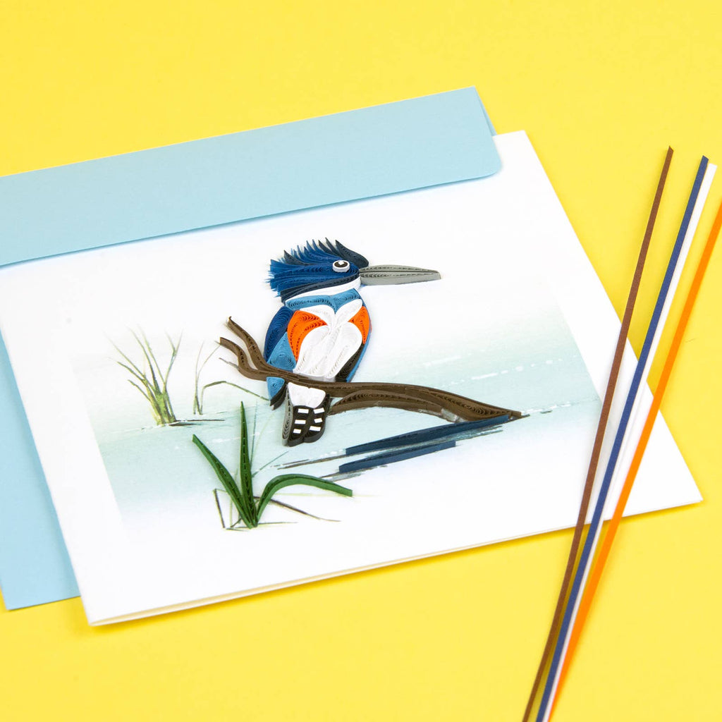 Quilled Greeting Card, "Perched Kingfisher"
