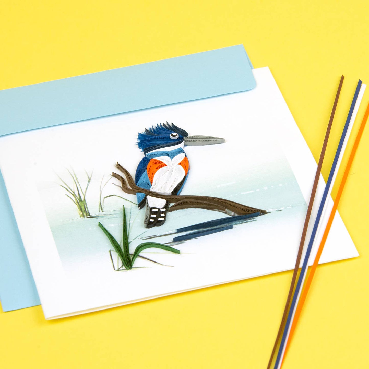 Quilled Greeting Card, "Perched Kingfisher"