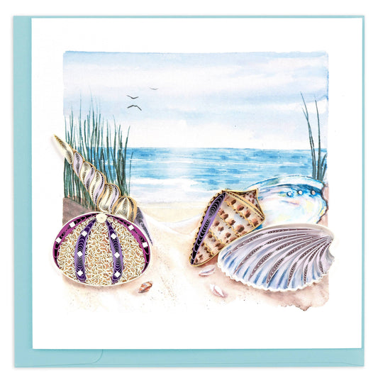 Quilled Greeting Card, "Seashells on the shore"