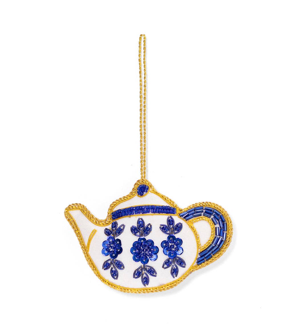Plush Teapot Beaded Ornament