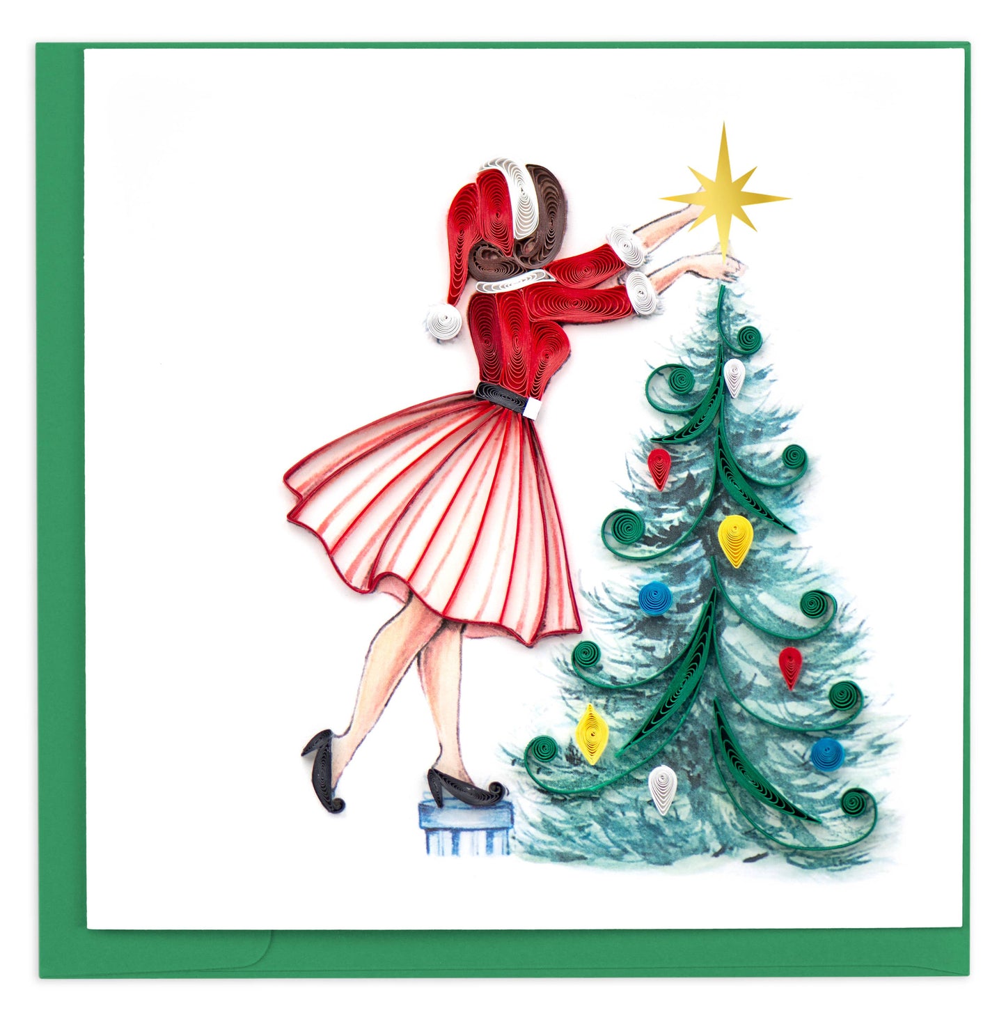 Quilled Greeting Card, “Christmas Lady”
