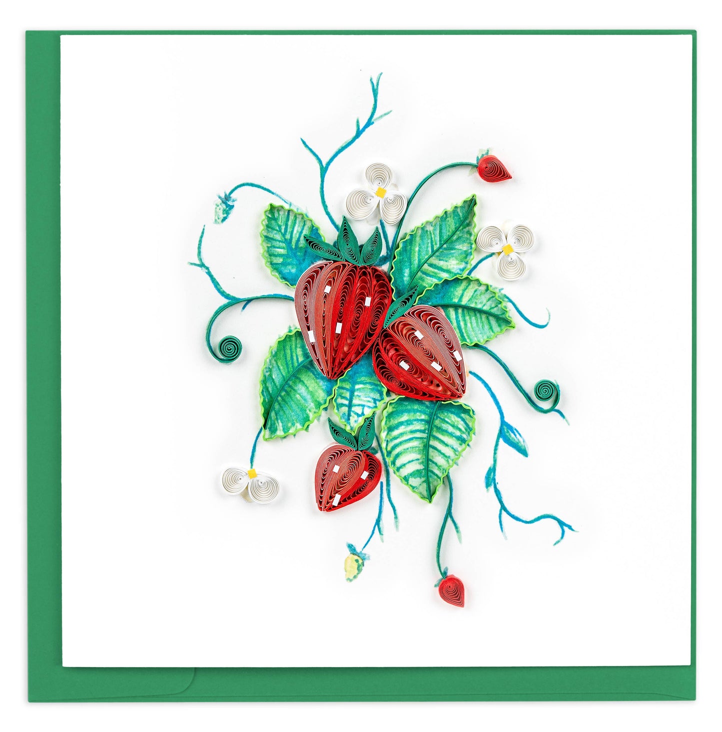 Quilled Greeting Card, "Wild Strawberries"