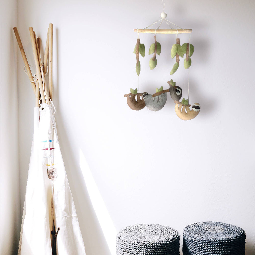 Sleepy Sloth Felt Baby Nursery Felt Mobile