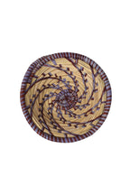 Basket zig-zag swirl raffia 6.5Dx2H asst blu/nat
