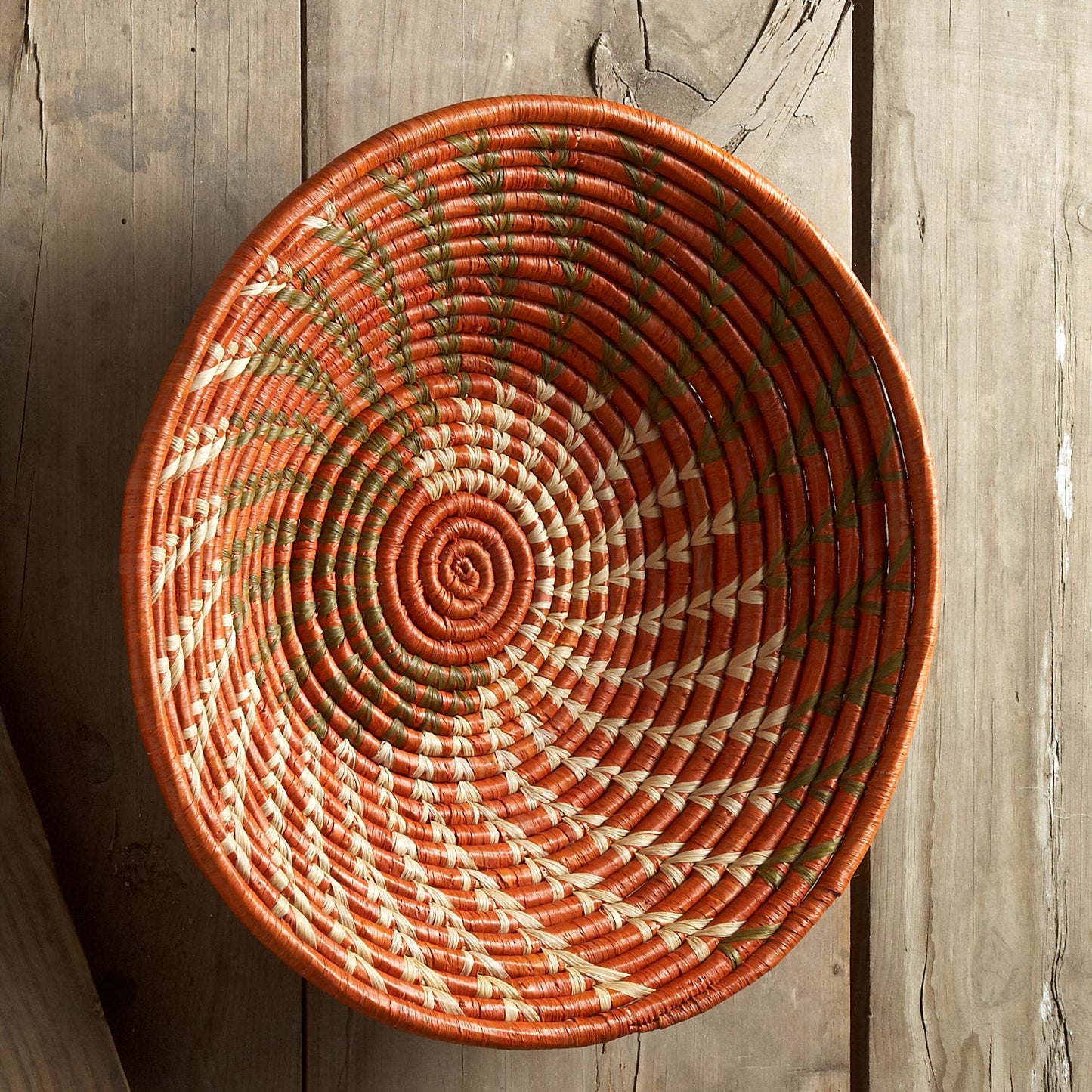 Orange + Cream Spiral Raffia Basket