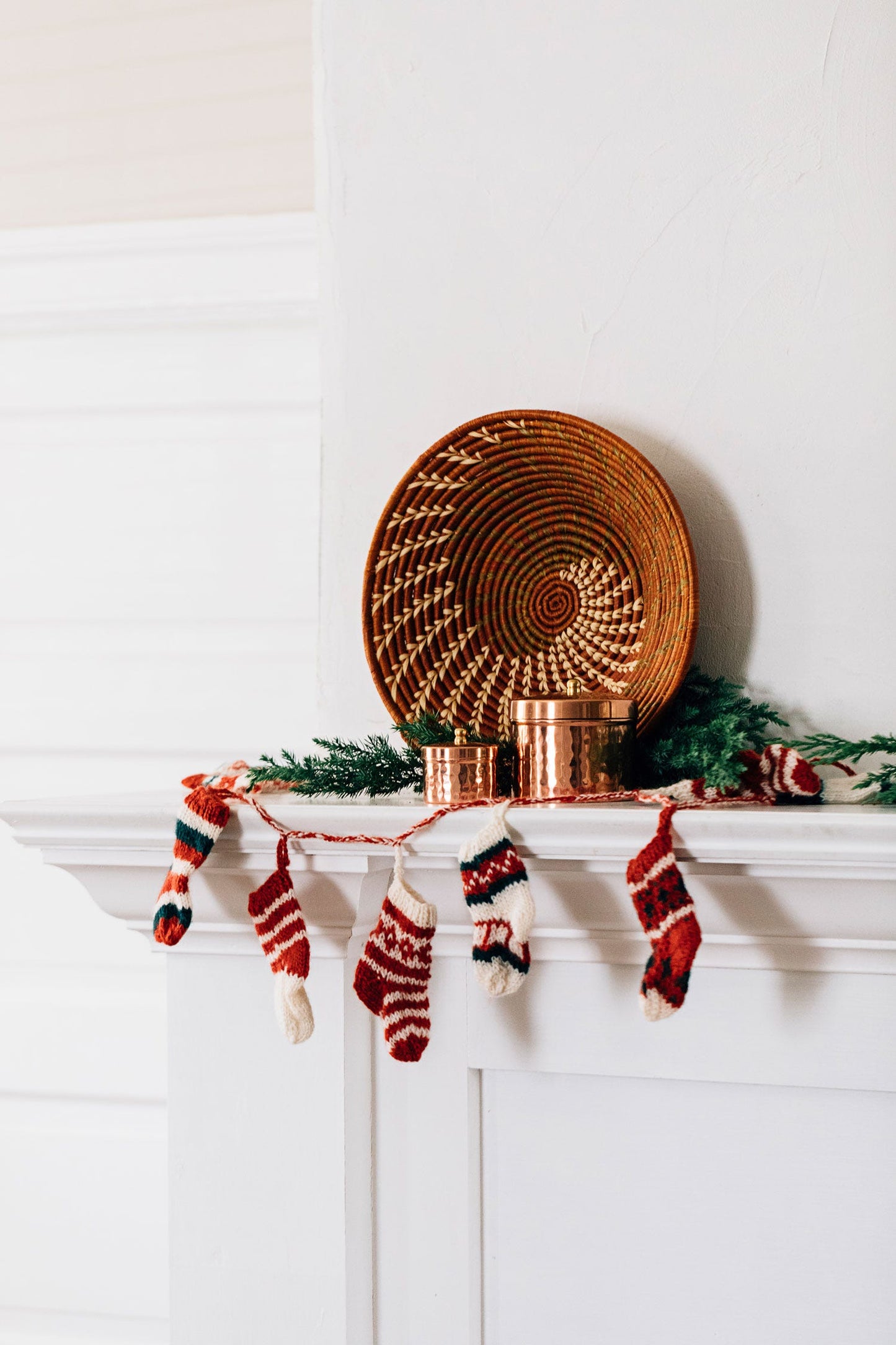 Orange + Cream Spiral Raffia Basket