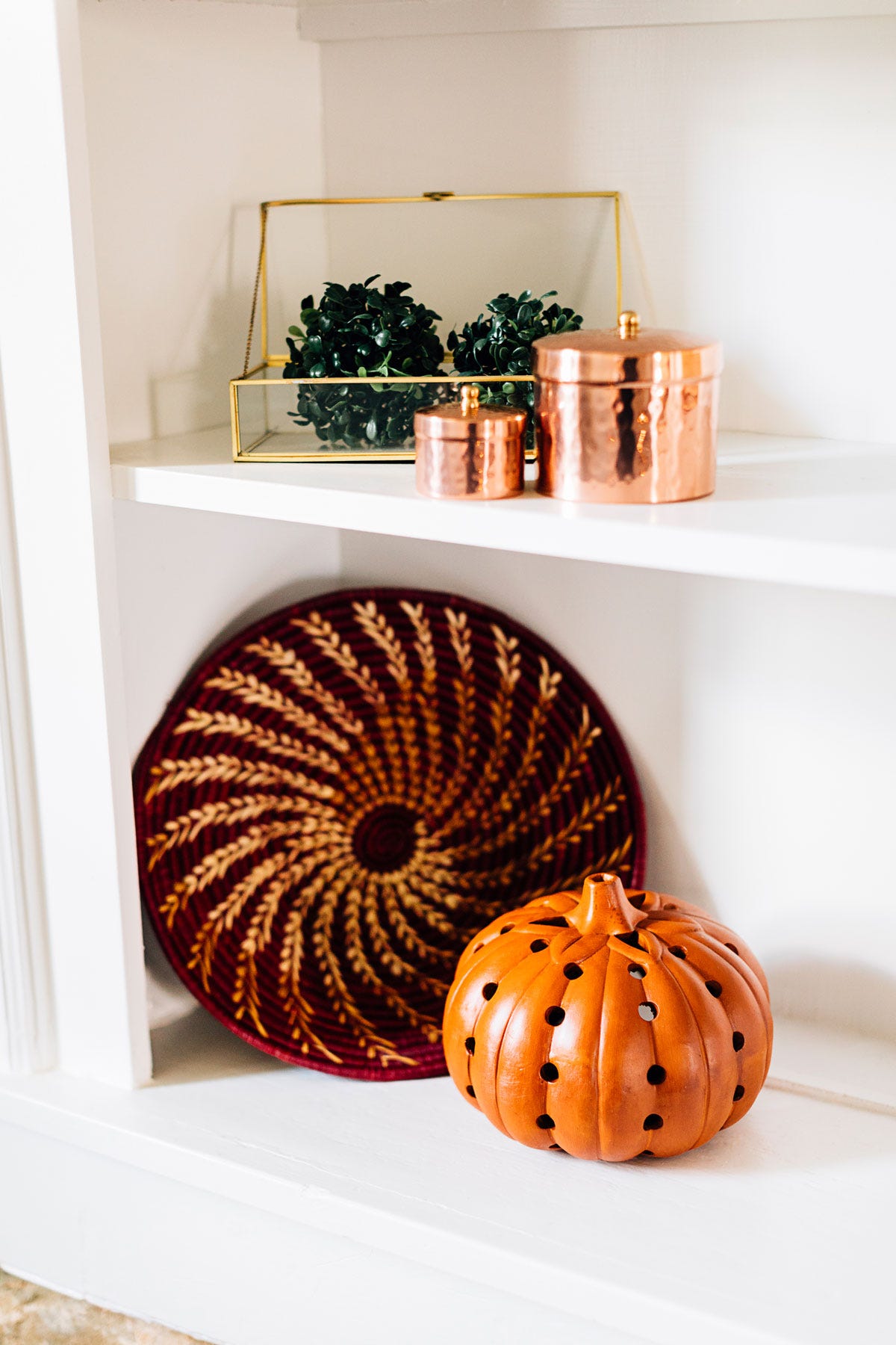 Orange + Cream Spiral Raffia Basket