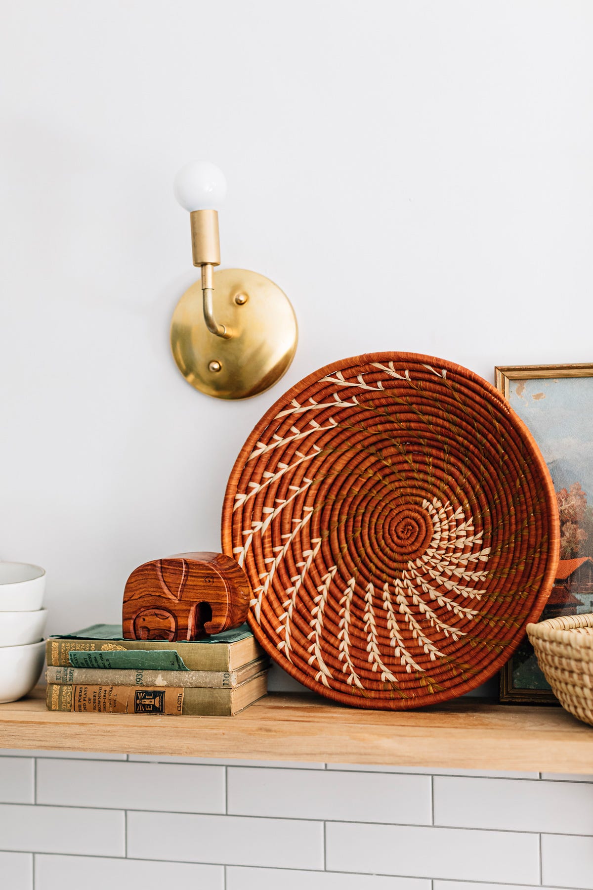 Orange + Cream Spiral Raffia Basket