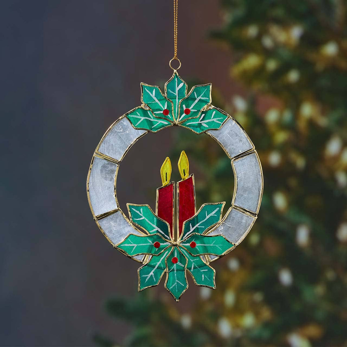 Capiz Wreath Christmas Ornament