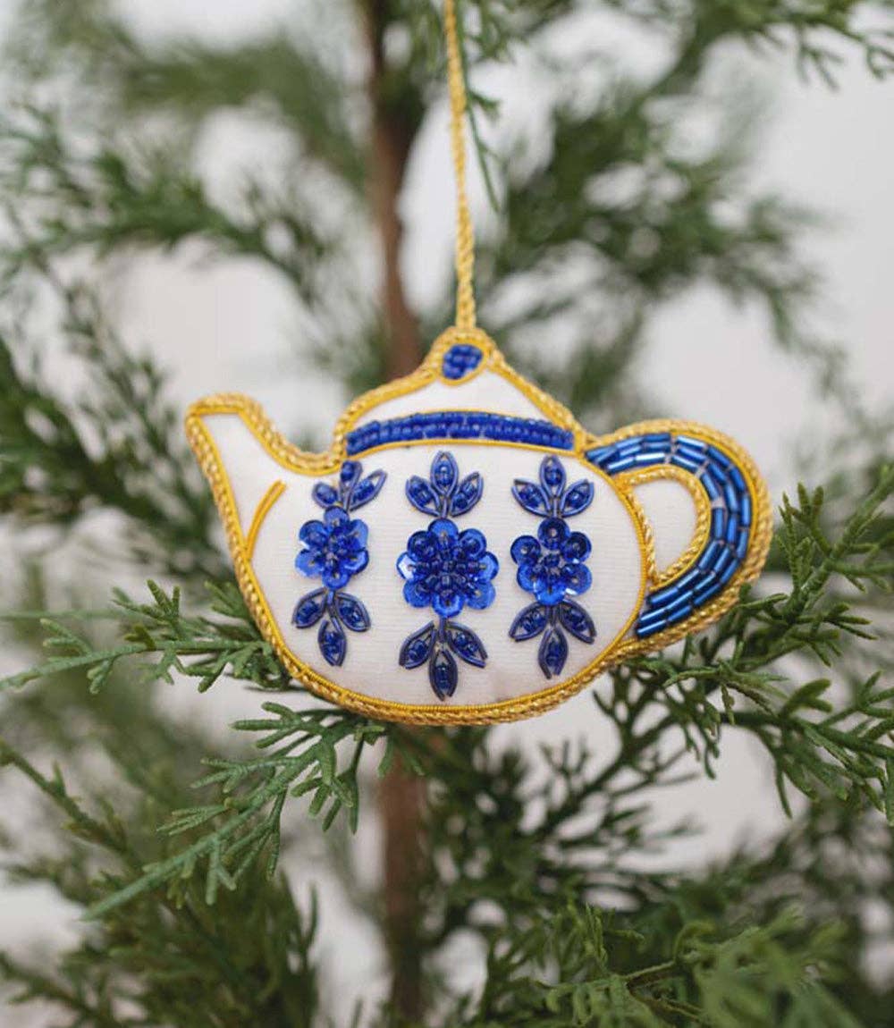 Plush Teapot Beaded Ornament