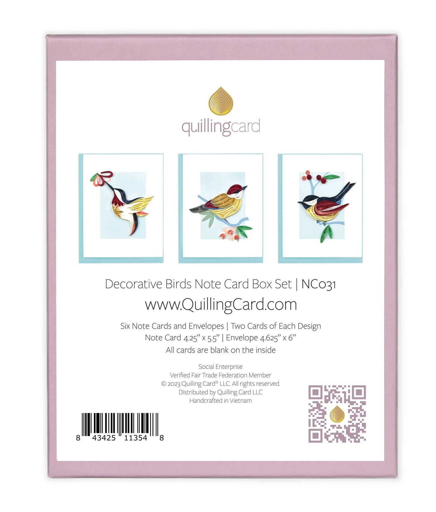 Quilled Note Card Box Set - Birds