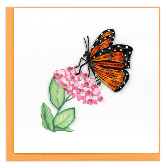 Quilled Greeting Card, "Monarch Milkweed Butterfly"