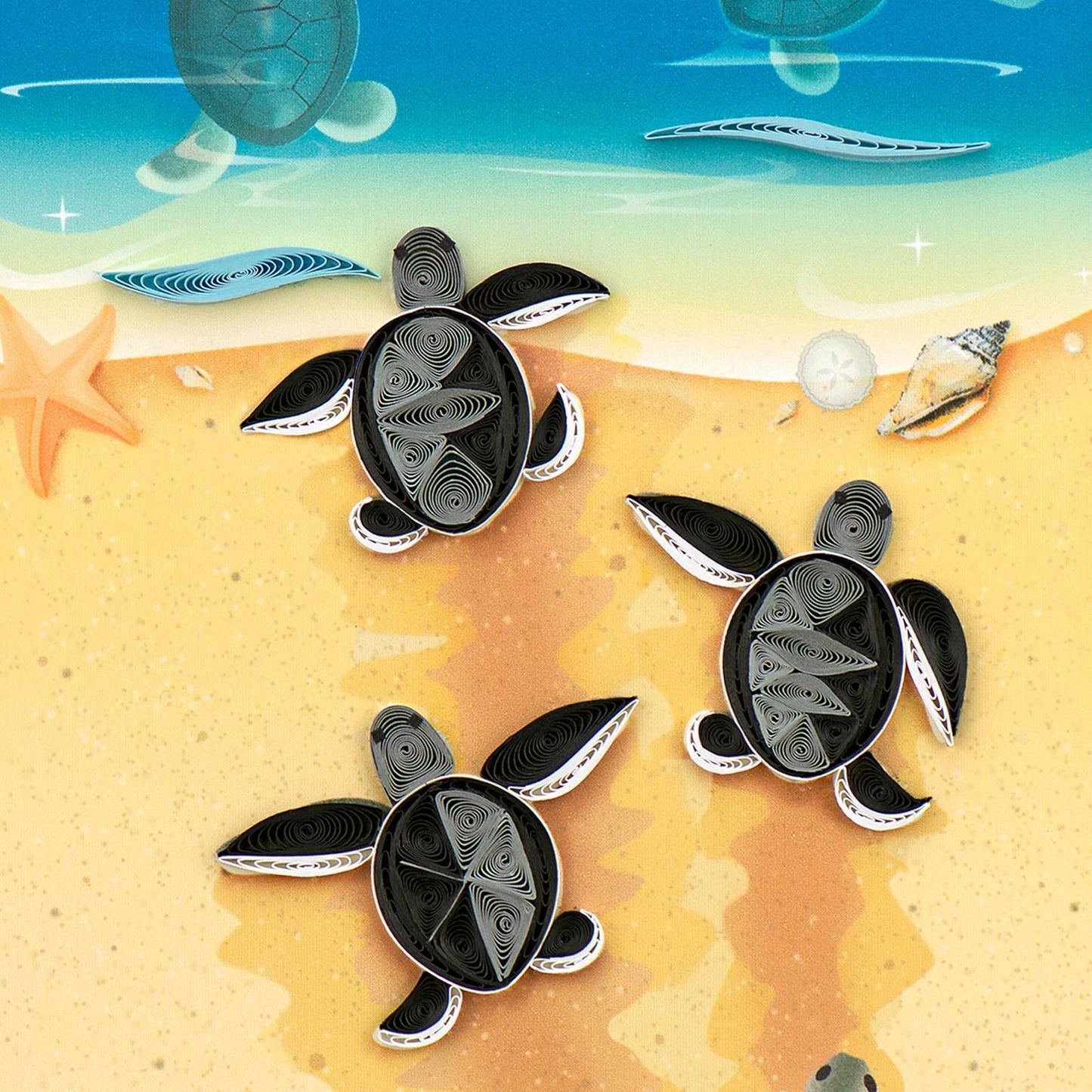 Quilled Greeting Card, "Sea Turtle Hatchlings"