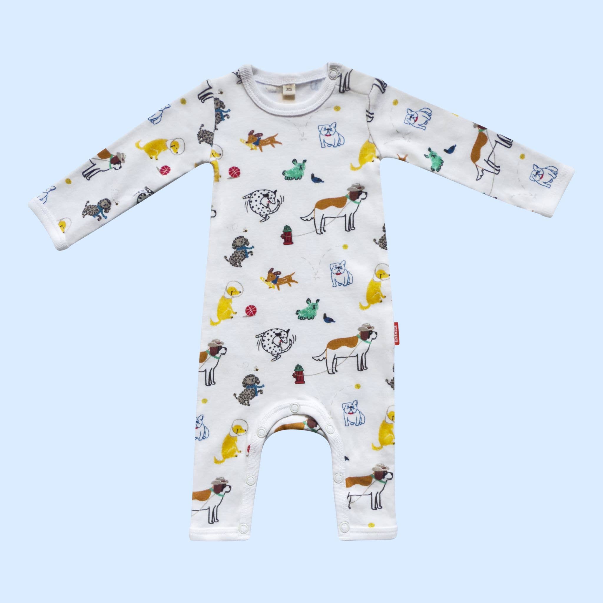 Baby Romper, Mixed Dogs Print Organic Newborn Clothing